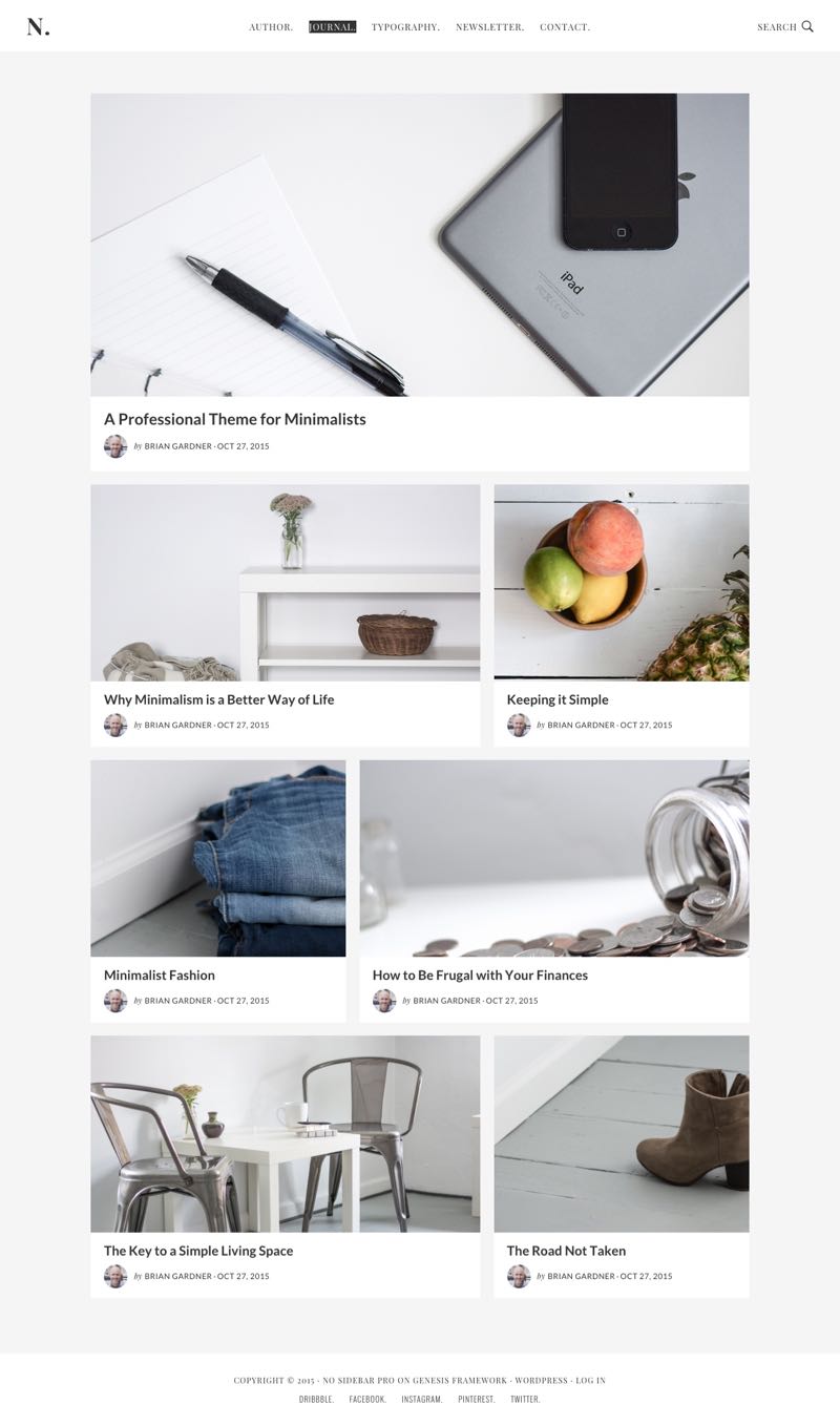 No Sidebar Pro WordPress Personal Authors Theme
